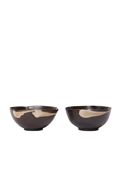 Ferm Living — Koyo Bowls Set Of 2 in Dark Brown & Buff