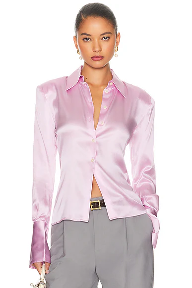 Helsa — The Silk Charmeuse Shirt in Cherry Blossom