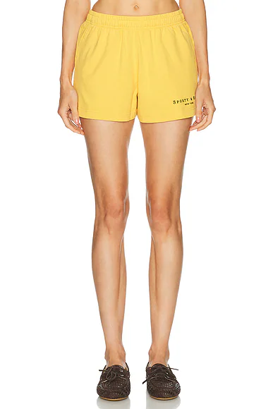 Sporty & Rich — Title Embroidered Disco Short in Limone