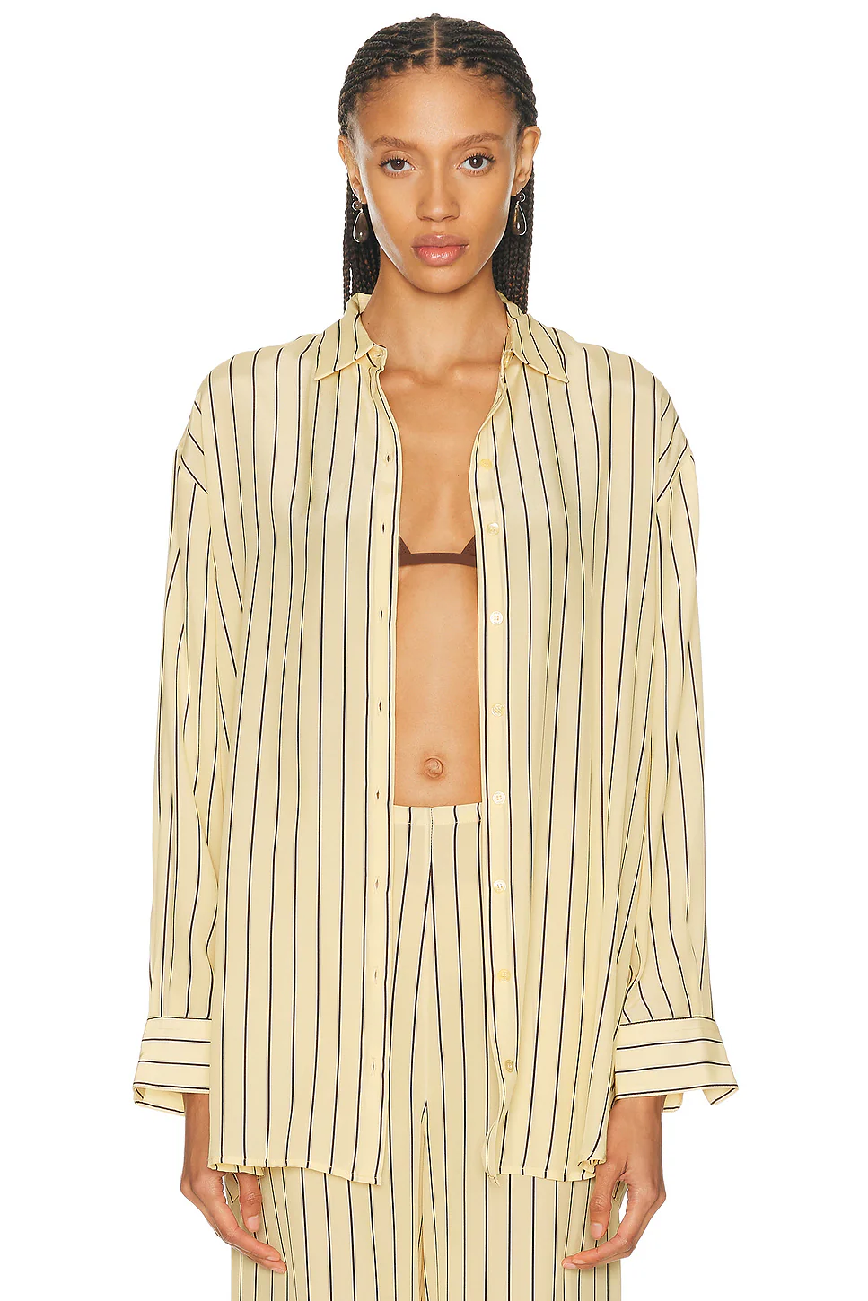 Staud — Nolan Silk Shirt in Monday Stripe