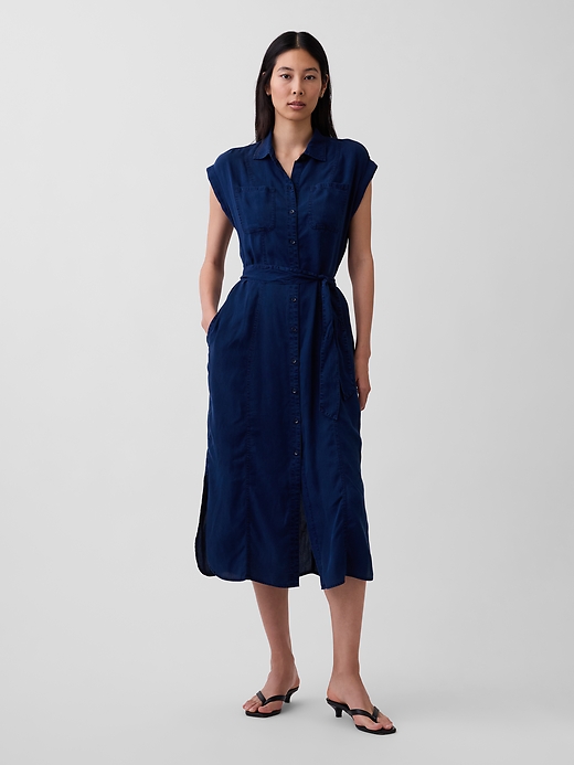 Gap — Denim Tie-Waist Utility Midi Dress