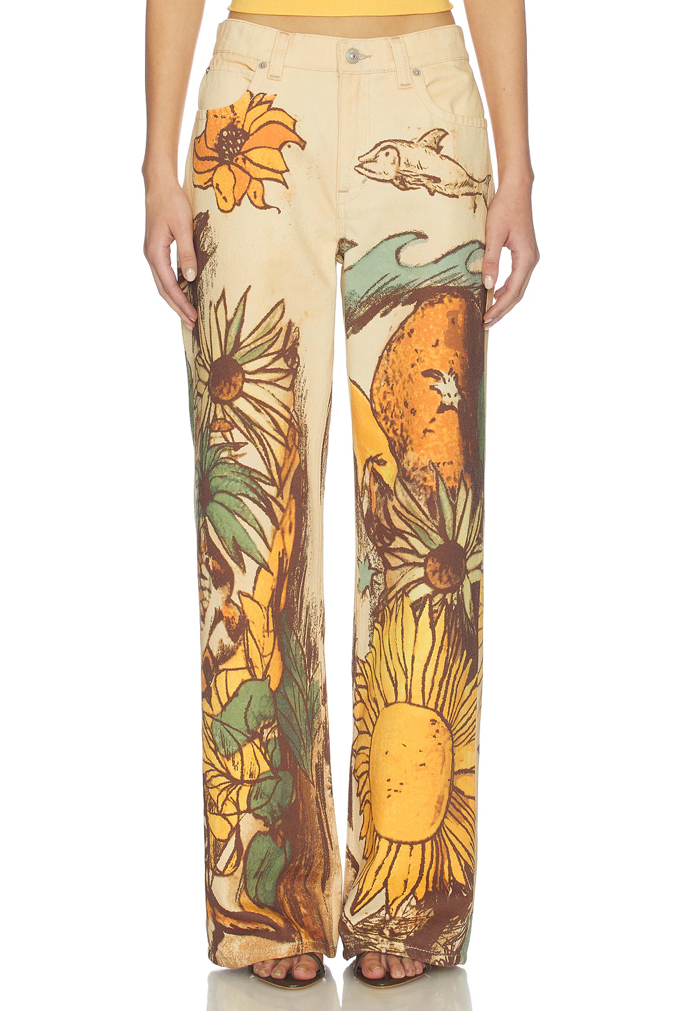 Free People — X We The Free Printed Straight Leg Pant