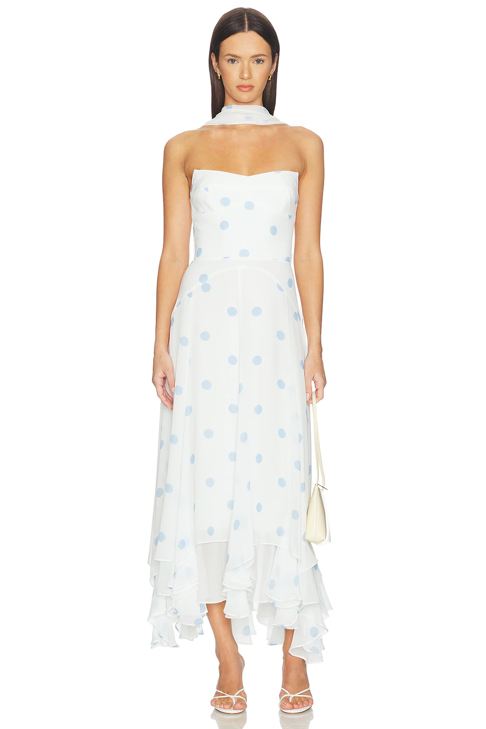 Amanda Uprichard — ПЛАТЬЕ MONTEREY · Ivory Powder Blue Dot