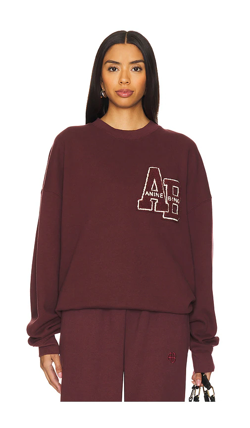 ANINE BING — СВОБОДНЫЙ СВИТШОТ MILES LETTERMAN · Dark Burgundy