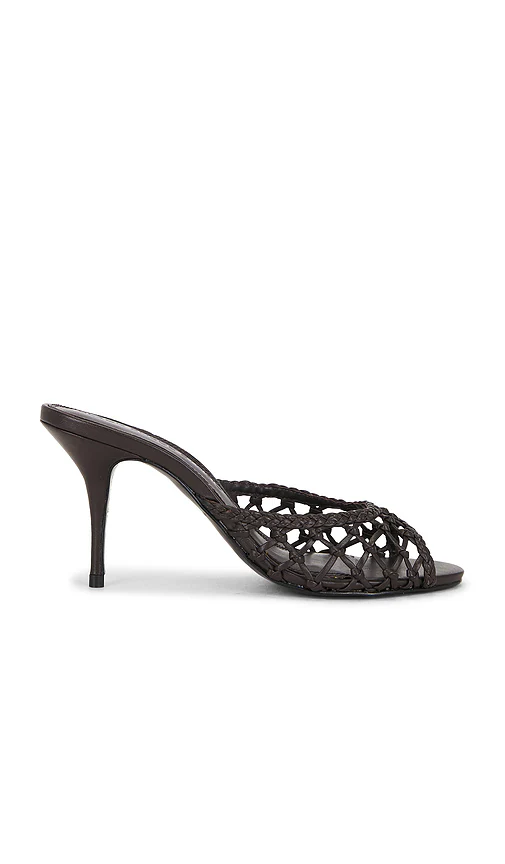 BLACK SUEDE STUDIO — МЮЛИ PEACH 80 · Black Coffee Woven Leather