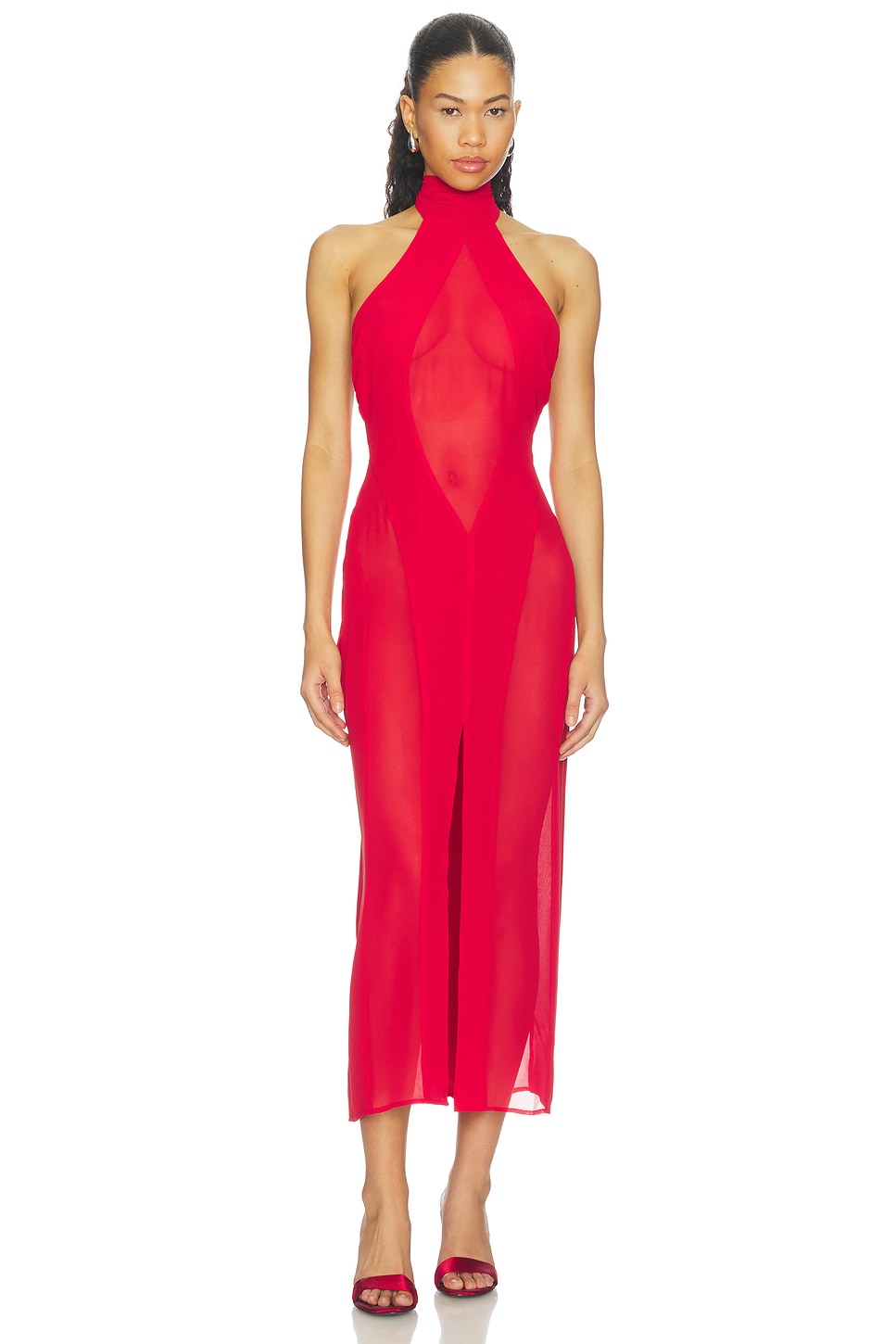 GUIZIO — ПЛАТЬЕ KOEMI SHEER PANEL · Red Love
