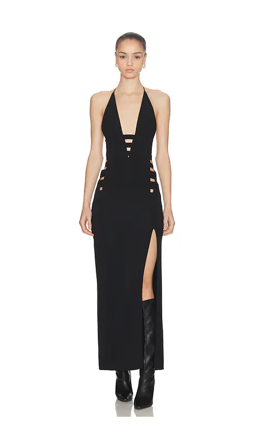 HAELO — ПЛАТЬЕ DEEP-V BRACE DRESS · Black