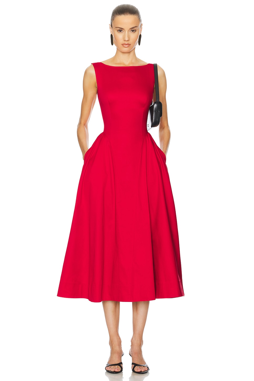 Helsa — ПЛАТЬЕ STRETCH COTTON SATEEN · Red