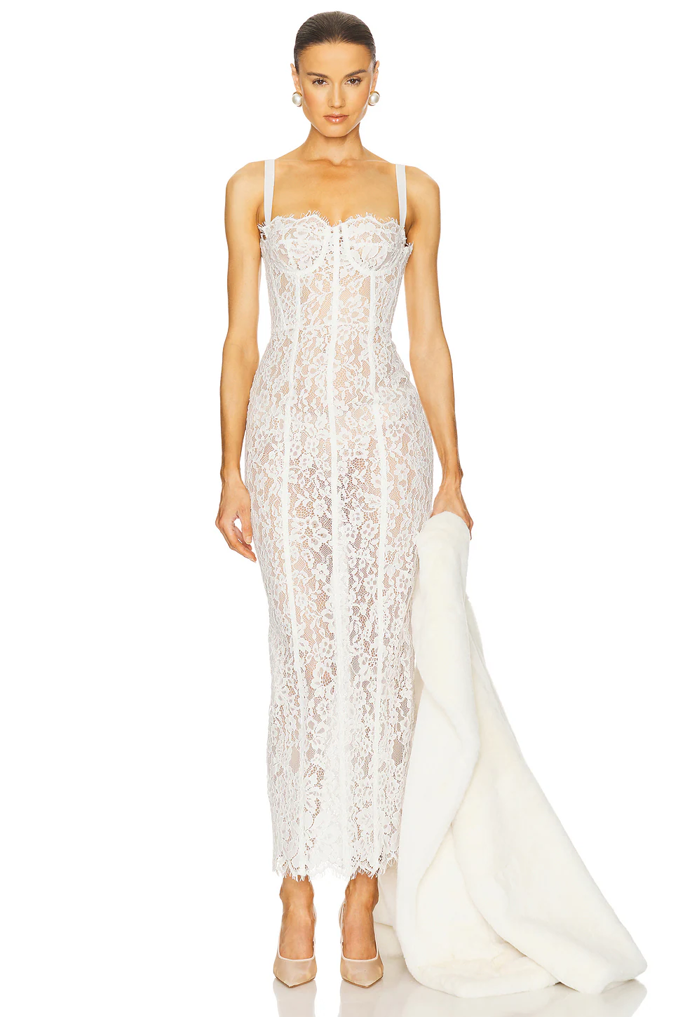 Helsa — ПЛАТЬЕ THE LACE COLUMN · White