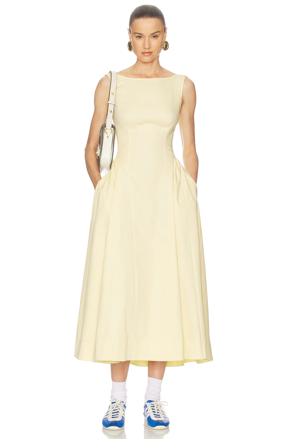 Helsa — ПЛАТЬЕ STRETCH COTTON SATEEN MIDI DRESS · Lemontini