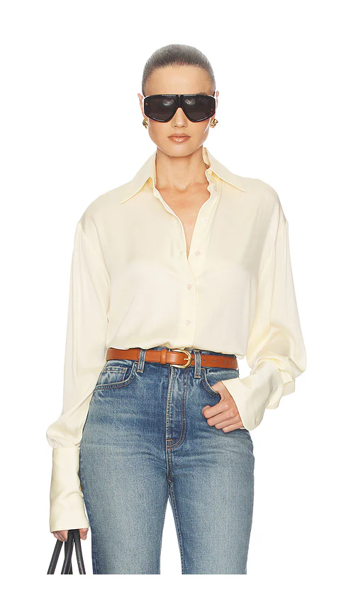 Helsa — ТОП THE RELAXED SILK SHIRT · Cream
