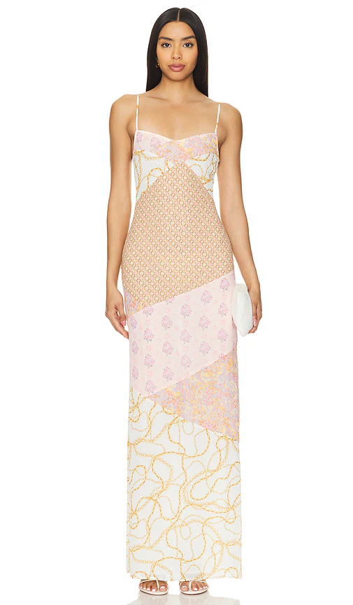MAJORELLE — ПЛАТЬЕ CARRIE MAXI · Gold Multi