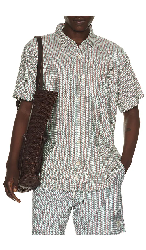 Marine Layer — РУБАШКА CLASSIC STRETCH SELVAGE · Green Matchstick Print