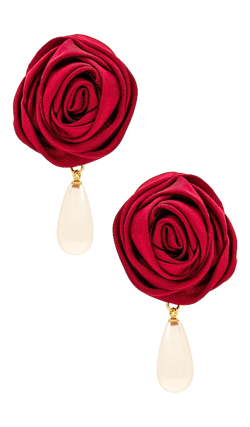 petit moments — ПОДВЕСНЫЕ СЕРЬГИ ROSETTE PEARL · Crimson