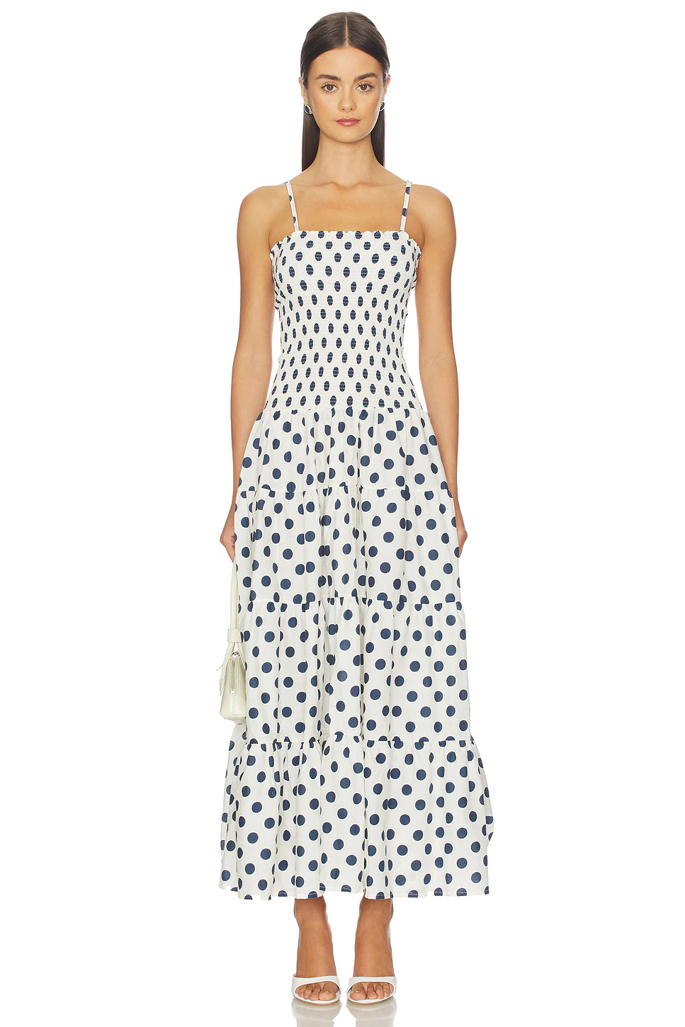 PEIXOTO — МАКСИ ПЛАТЬЕ CLEMENTINE · Navy Polka Dots