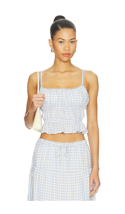 PEIXOTO — МАЙКА НА БРЕТЕЛЯХ AMELIA · Cloud Blue Gingham