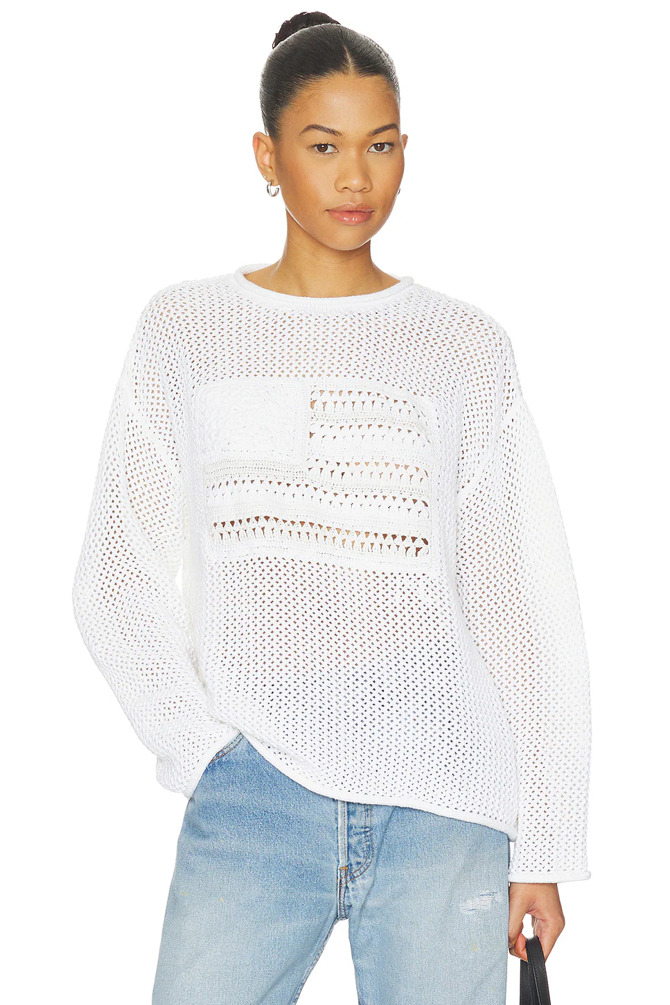 Polo Ralph Lauren — ПУЛОВЕР ИЗ СМЕСОВОГО ХЛОПКА С КРУГЛЫМ ВЫРЕЗОМ. · White Multi