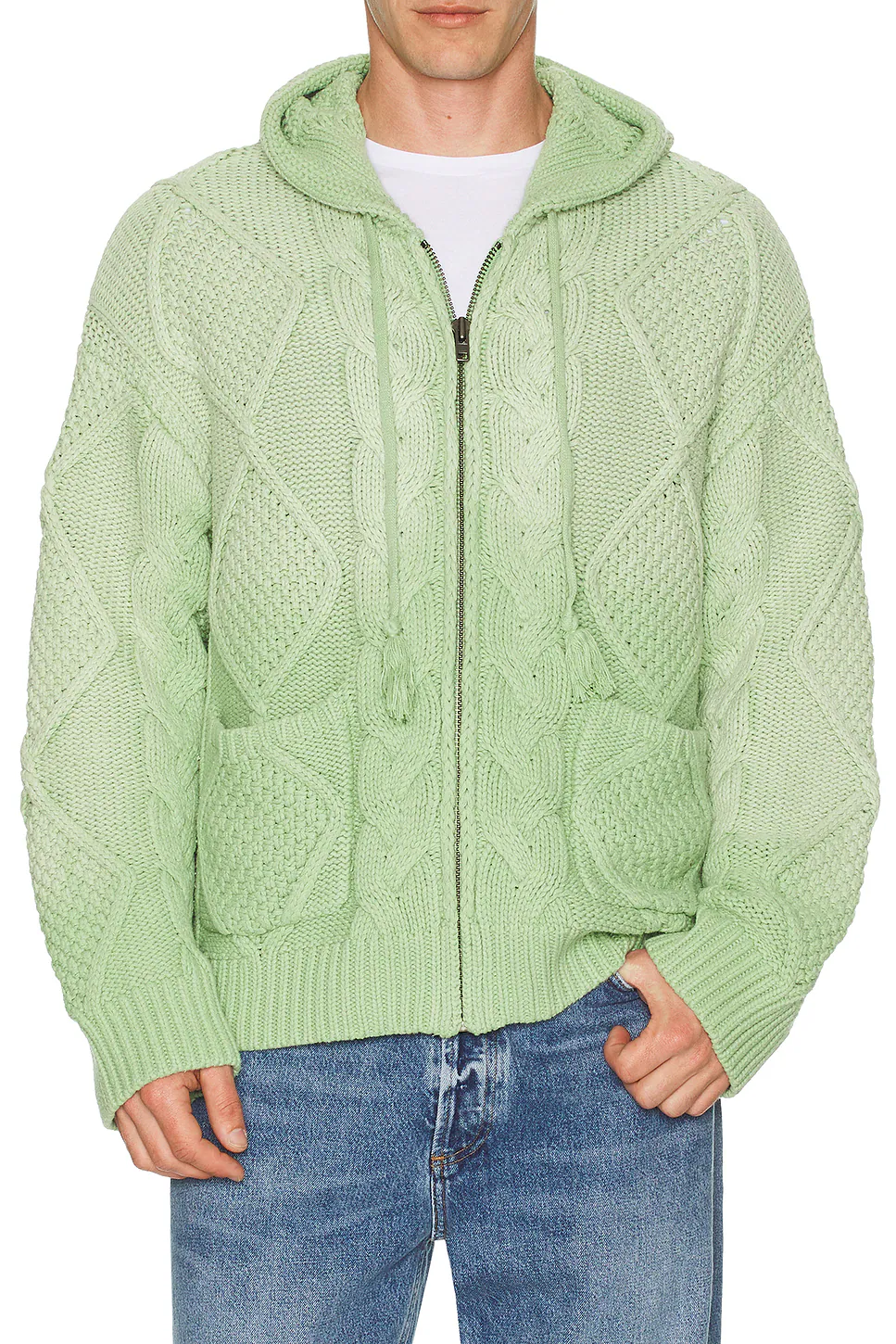 Found — ХУДИ ZIP UP CABLE KNIT · Vintage Faded Seafoam Green