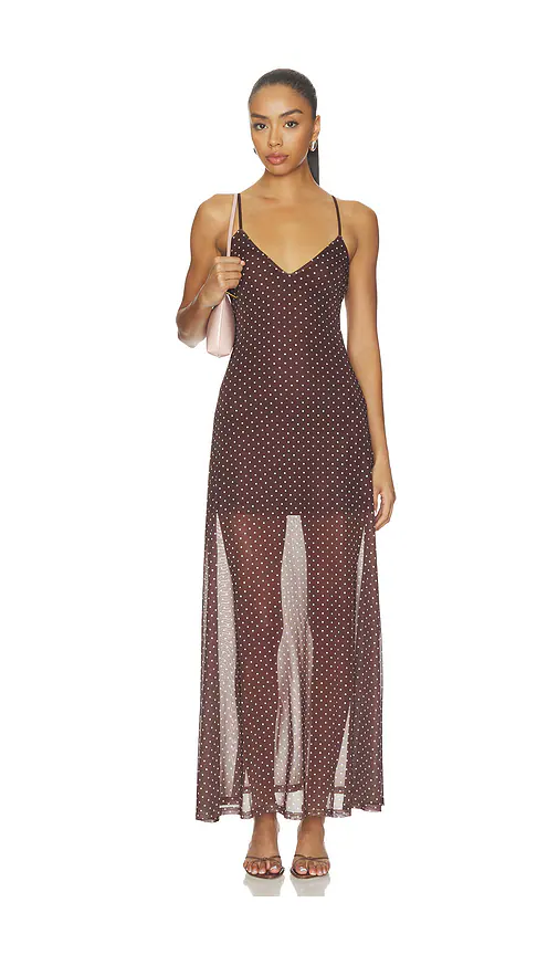 SNDYS — ПЛАТЬЕ SOREN MAXI · Chocolate Polka Dot