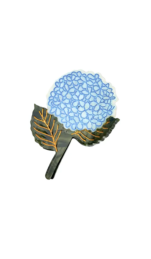 Solar Eclipse — ЗАЖИМ‑КРАБ ДЛЯ ВОЛОС С РУЧНОЙ РОСПИСЬЮ ГОРТЕНЗИИ HAND-PAINTED HYDRANGEA CLAW HAIR CLIP · Baby Blue